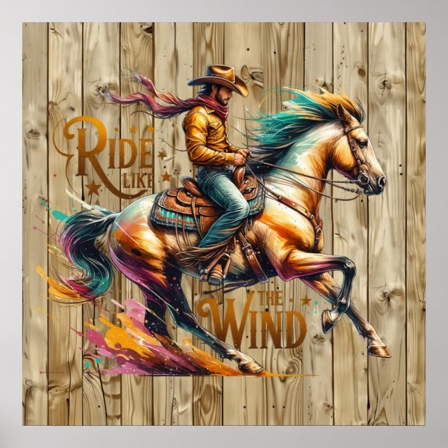 Poster Voiture de cow-boy occidental cool (Devant)