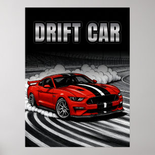 Poster Voiture de Drift Red Muscle