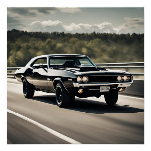 Poster Voiture de Muscle classique sur la route