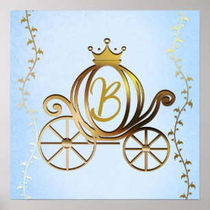 Poster Voiture de princesse dorée livre de conte de fée p