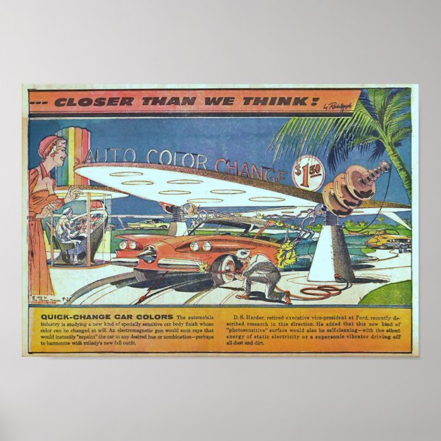 Poster Voiture de science-fiction futuriste vintage (Devant)