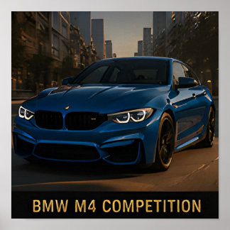 Poster Voiture de sport allemande moderne BMW M4 Competit