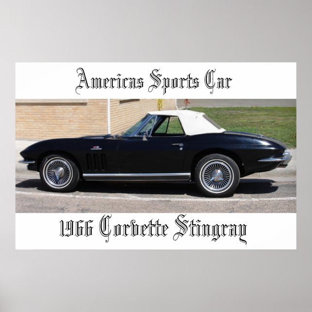Poster Voiture de sport Amériques 1966 Corvette Stingray (Devant)