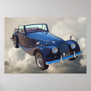 Poster Voiture de sport convertible Morgan Plus 4 1964