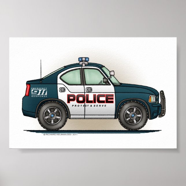 Poster Voiture d'intercepteur de police (Devant)