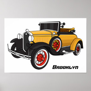 Poster Voiture jaune classique 1931
