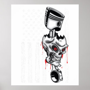 Poster Voiture Musculaire à Piston Drapeau Américain 6