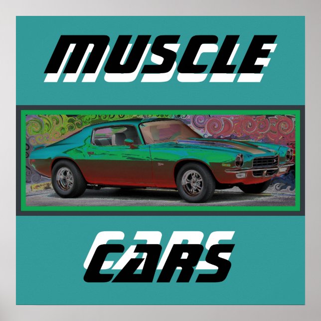 Poster Voiture musculaire les années 70 (Devant)