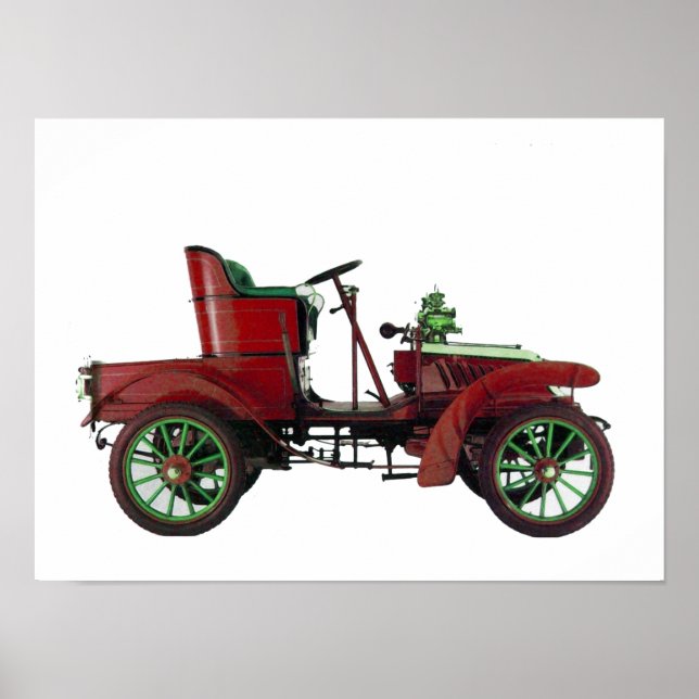 POSTER VOITURE RETRO ROUGE / RESTAURATION AUTO - AUTOMOBI (Devant)
