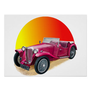 Poster Voiture Rouge Vintage Classique