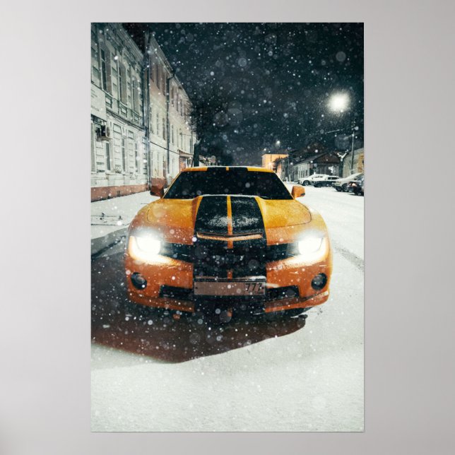 Poster Voiture sport Jaune Noir cool (Devant)