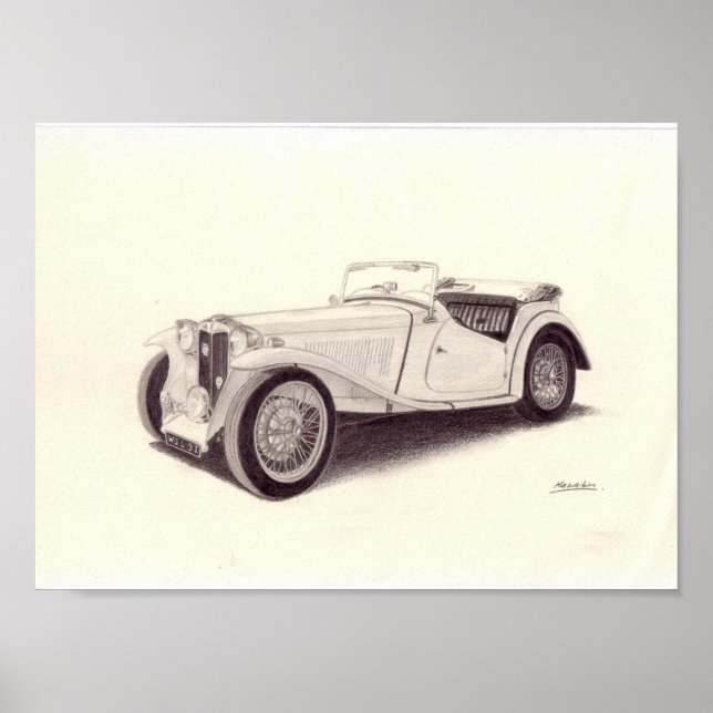 Poster Voiture Vintage : MG TC (Devant)