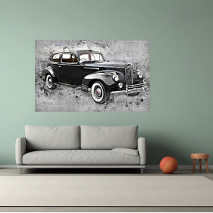 Poster Voiture Vintage Noir 1941 Packard 110 Automobile A