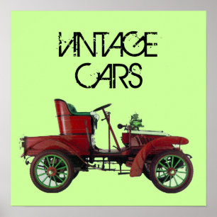 POSTER VOITURE VINTAGE ROUGE / VOITURE CLASSIQUE AUTOMOBI