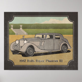 Poster Voiture Vintage Silver Grey 1937