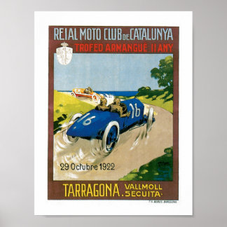 Poster Voitures de course 1922 Art Vintage Imprimer Poste