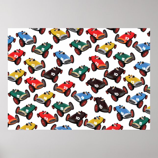 Poster Voitures de course vintages (Devant)