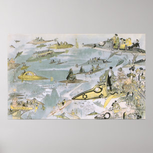 Poster Voitures de science-fiction futuristes vintage, ta