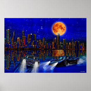 Poster Voitures Skyline et Street-Racing de Chicago