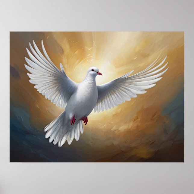 Poster Vol de colombe blanche (Devant)