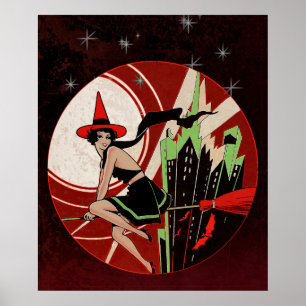 Poster Vol de sorcière de Halloween (cru)