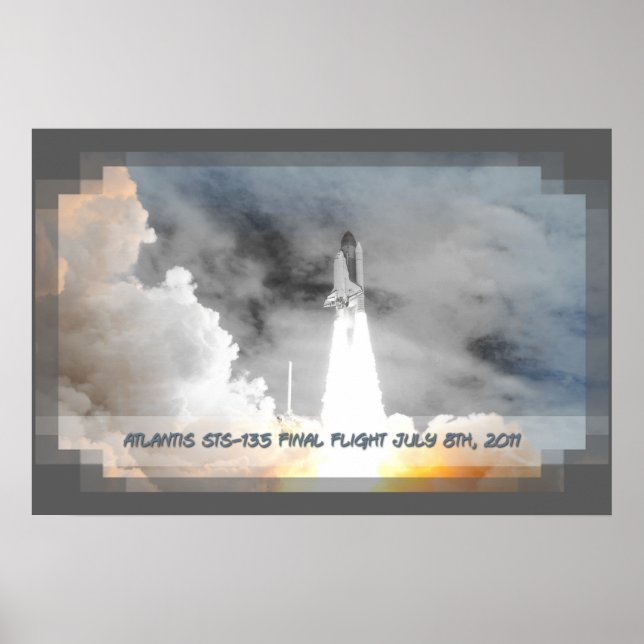 Poster Vol Dernier Atlantis Space Shuttle STS-135 (Devant)