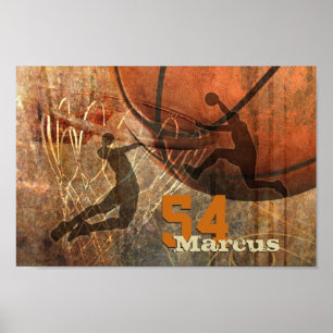 Poster vol vers le noeud de basket-ball masculin hoop
