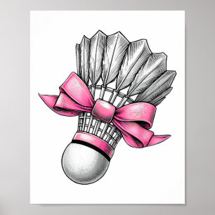 Poster Volant de badminton à noeud coquette ruban rose Ma