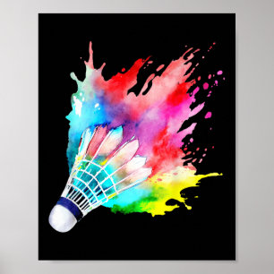 Poster Volant de badminton Aquarelle Joueur Cadeau Artist