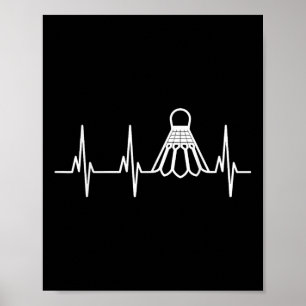 Poster Volant de badminton battements de coeur 