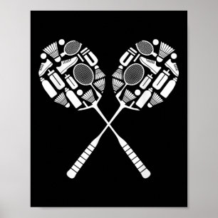 Poster Volant de badminton Racket Équipement Icon Silhoue