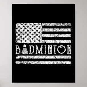 Poster Volants de badminton américains drapeau américain
