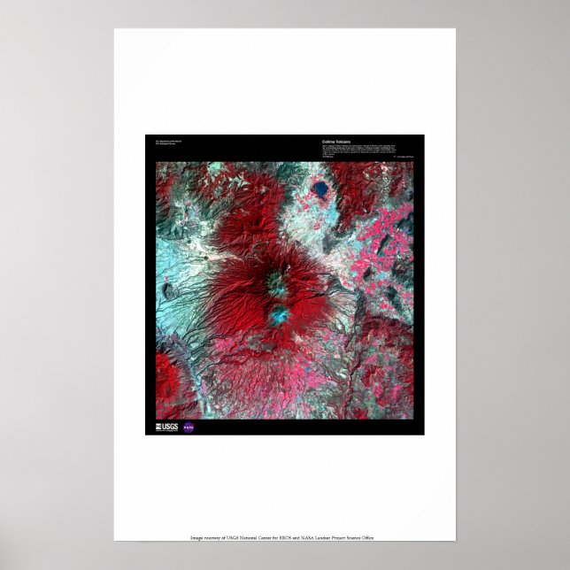 Poster Volcan Colima, Mexique (Devant)