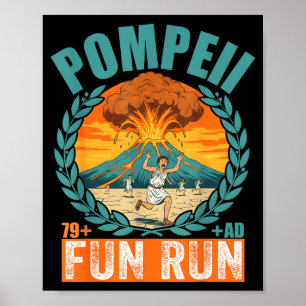 Poster Volcan drôle de Pompéi Fun Run Géographie Volcanol