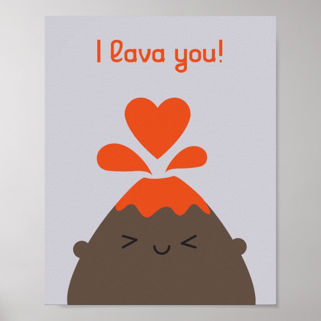 Poster Volcan I Lava You Kawaii (Devant)