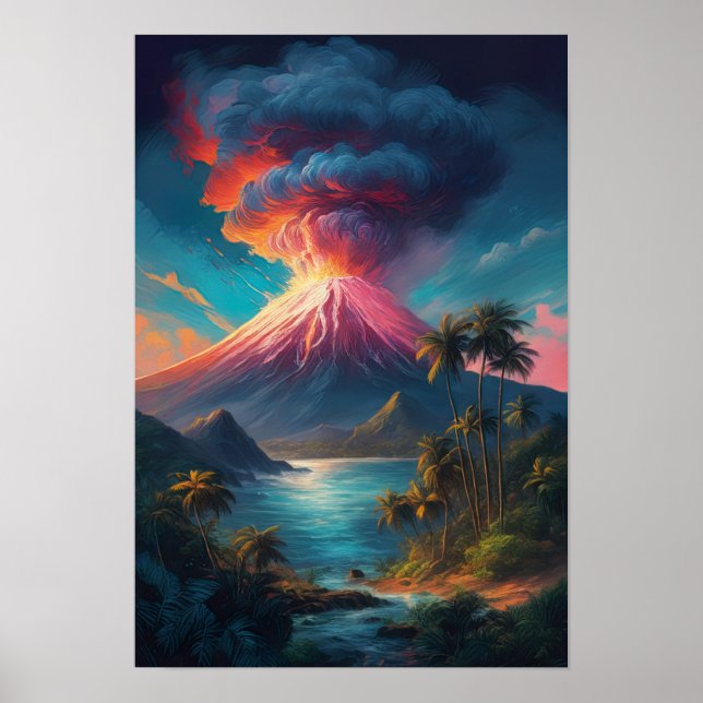 Poster Volcan lâché, Éruption tropicale (Devant)