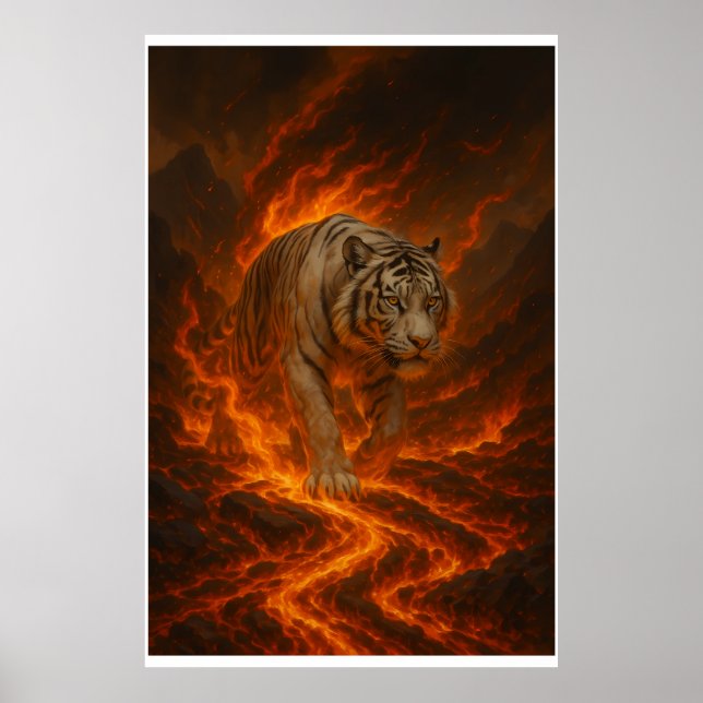 Poster Volcanic White Tiger Premium Wall Art – Fine Art C (Devant)