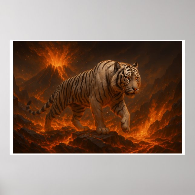 Poster Volcanic White Tiger Premium Wall Art – Fine Art C (Devant)