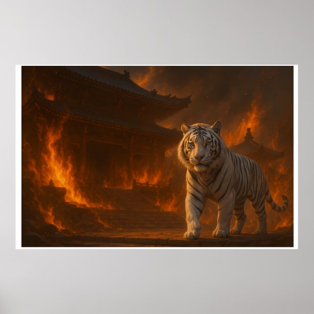 Poster Volcanic White Tiger Premium Wall Art – Fine Art C (Devant)