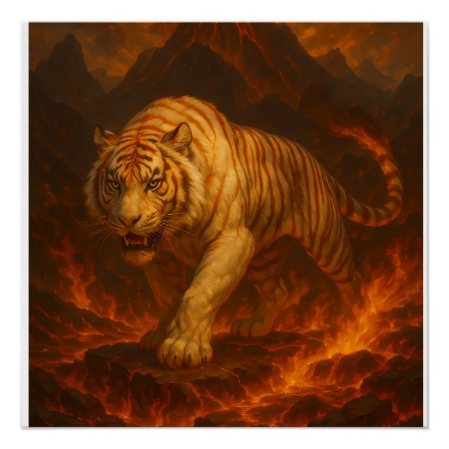 Poster Volcanic White Tiger Premium Wall Art – Fine Art C (Devant)