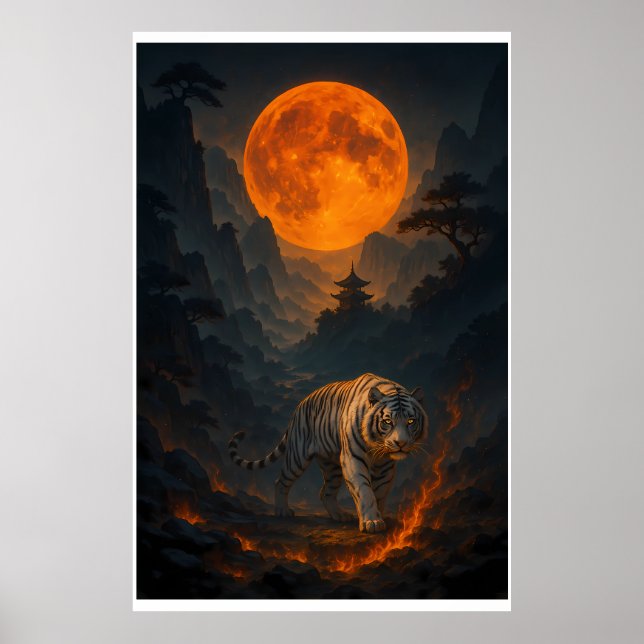 Poster Volcanic White Tiger Premium Wall Art – Fine Art C (Devant)