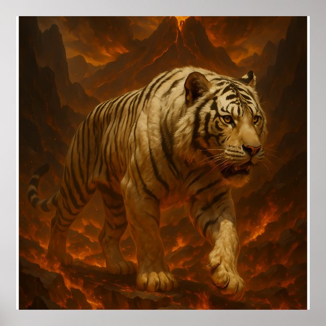 Poster Volcanic White Tiger Premium Wall Art – Fine Art C (Devant)