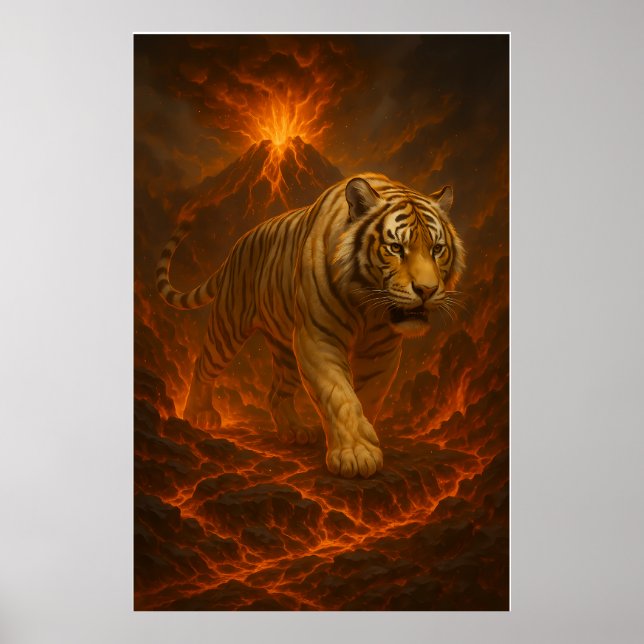 Poster Volcanic White Tiger Premium Wall Art – Fine Art C (Devant)