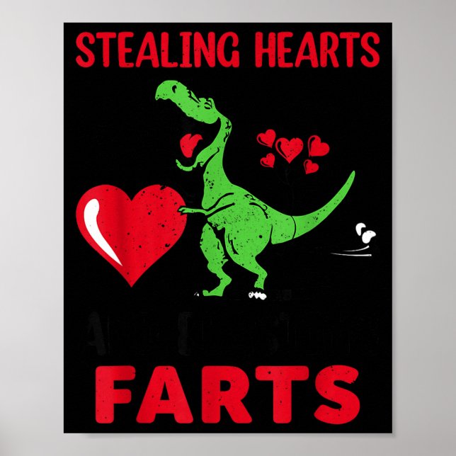 Poster Voler des cœurs et exploser des pets T Rex Mignon  (Devant)