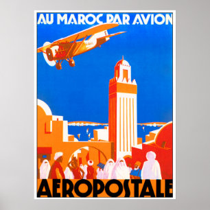 Poster Voler Morocco Air. Aéropostale