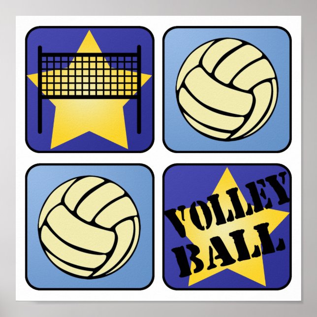 Poster Volley-ball bleu (Devant)