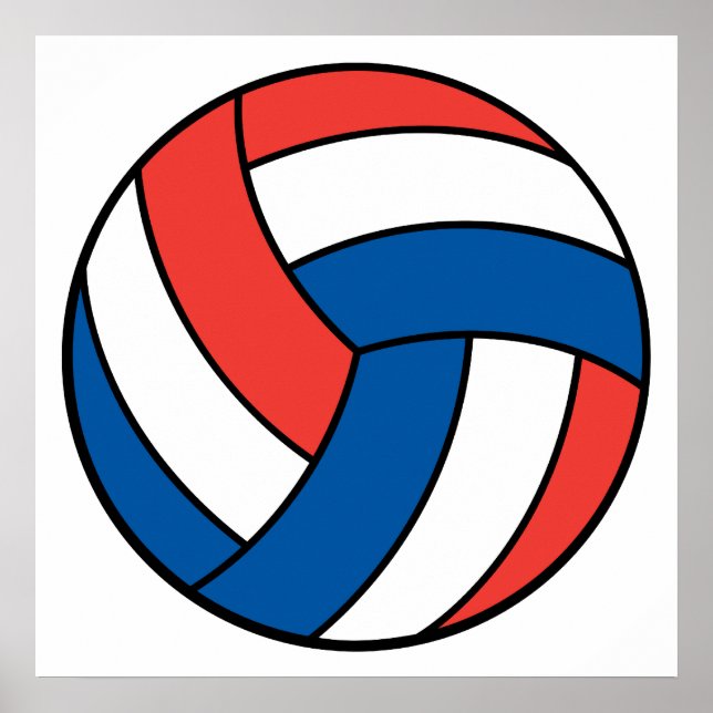 Poster volley-ball bleu rouge (Devant)