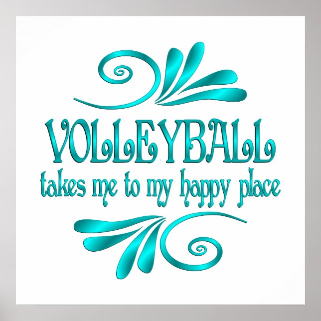Poster Volley-ball Happy Place (Devant)