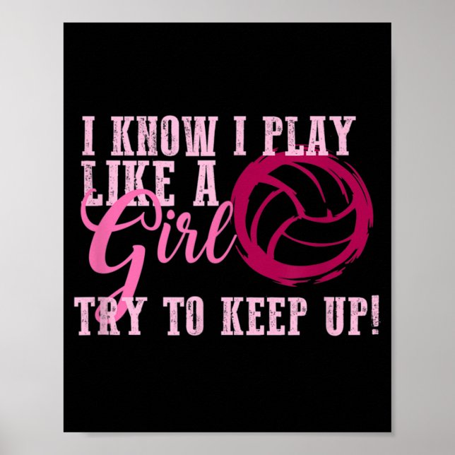 Poster Volley-ball jouer comme une fille mignonne pour le (Devant)
