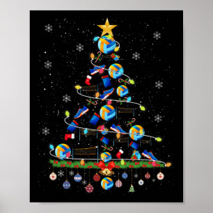 Poster Volley-ball Noël Lumières Arbre Funky Xmas Sports